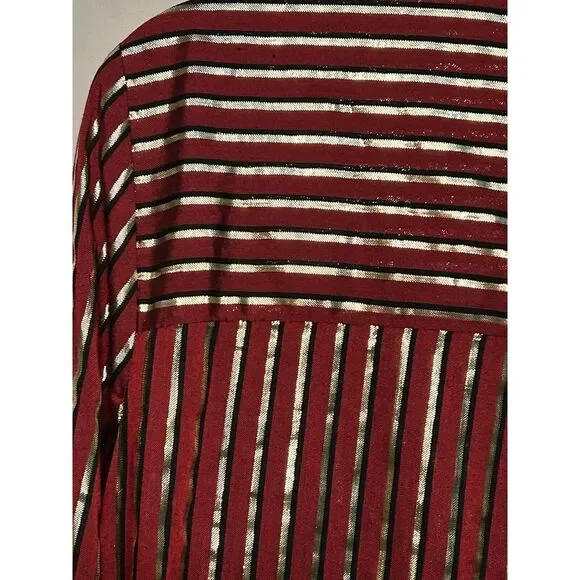 Show Me Your Mumu Maribelle Burgundy Red Gold‎ Stripe Shirt Dress SZ M $170 - Picture 5 of 8